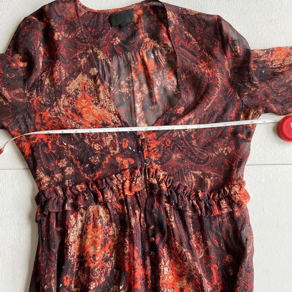 INTERMIX Red and Black Maxi Dress Paisley Transparent Medium - Picture 4 of 9